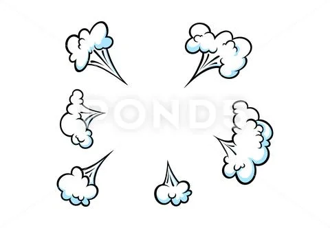 Comic explosion smoke effect. Puff and pow cloud for surprising and ...