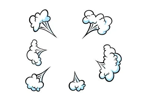 Comic explosion smoke effect. Puff and pow cloud for surprising and explosive Stock Illustration