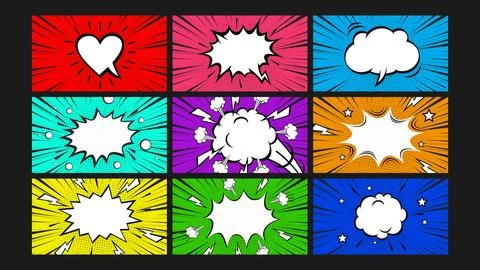 Comic explosion speech bubble background Set Stock Illustration