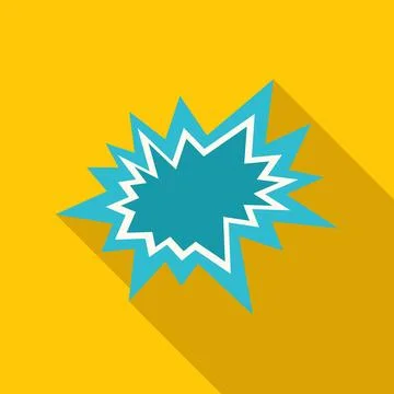 Comic explosion speech bubble burst flat icon Stock Illustration