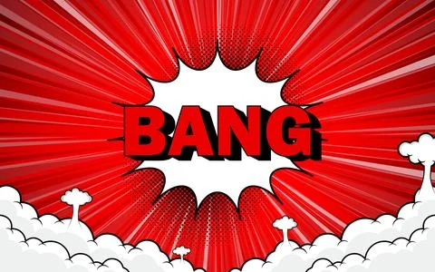 Comic explosion speech bubble with text boom in retro pop art style in fron.. Illustrazione stock