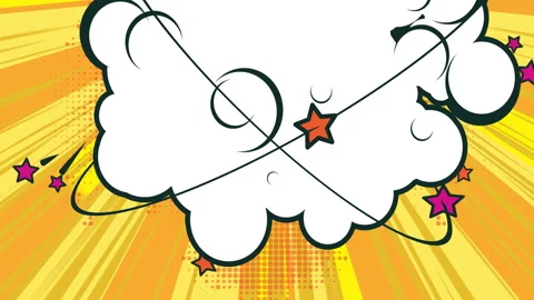 Comic explosion with stars and speed lines creating dynamic scene Stock Footage 290402003