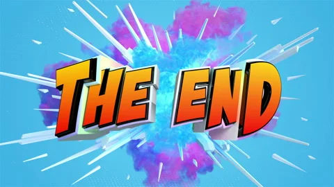 Comic explosion style animation of cartoon text The End Stock Footage 104990951