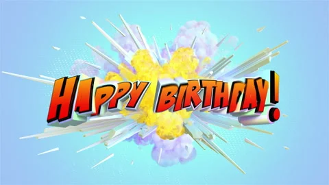 Comic explosion style animation of Happy Birthay Stock-Footage 104989400