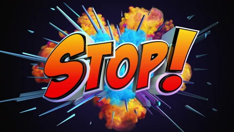 Comic explosion style animation of text Stop Stock Footage 105010309