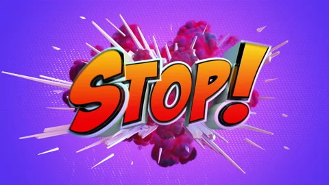 Comic explosion style animation of text Stop Stock Footage 105010431