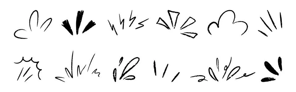 Comic explosion twinkle . Hand drawn doodle burst manga effect with line, and Illustrazione stock