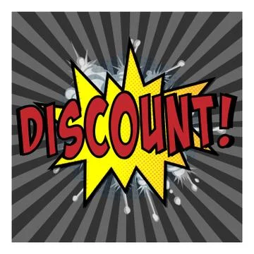 Comic explosive bright concept with red Discount wording yellow speech bubble 스톡 일러스트