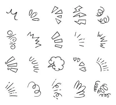 Comic expression doodle outline set Stock Illustration