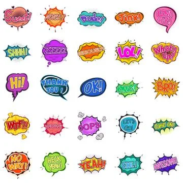 Comic Expressions Speech Bubbles Stock Illustration