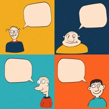 Comic faces with speech bubbles. Illustrazione stock