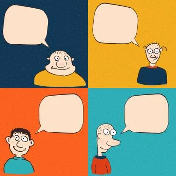 Comic faces with speech bubbles. Stock Illustration