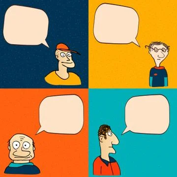 Comic faces with speech bubbles. Stock Illustration