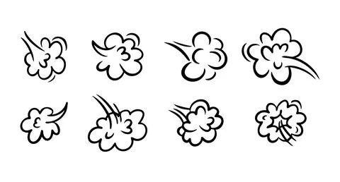 Comic fart cloud. Bad stink balloon. Smoke gas cloud in comic style. Explosion Stock Illustration