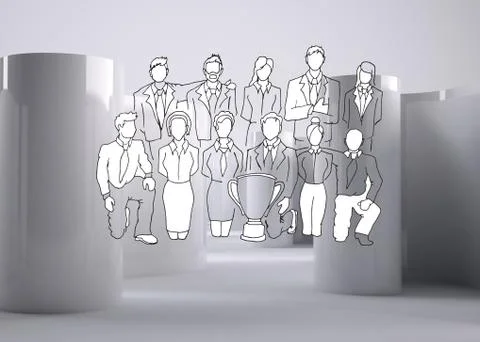 Comic figures on abstract grey background Stockillustratie