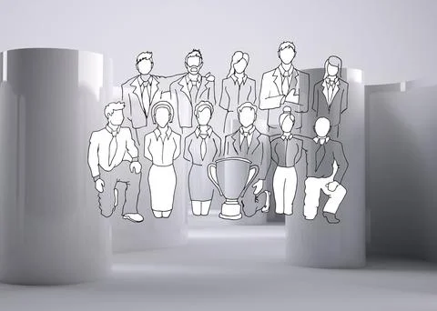 Comic figures on abstract grey background Stock Photos