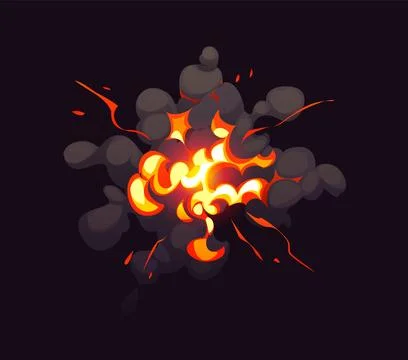 Comic fire and smoke, bomb blast explosion effect 스톡 일러스트