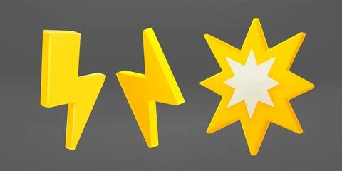 Comic flashes set isolated on dark background. 3d vector illustration Stock Illustration