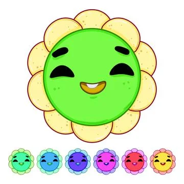 Comic flower character cartoon vector graphic Stock Illustration