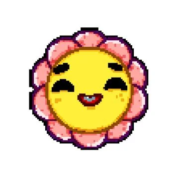 Comic flower character pixel art vector illustration Stock Illustration