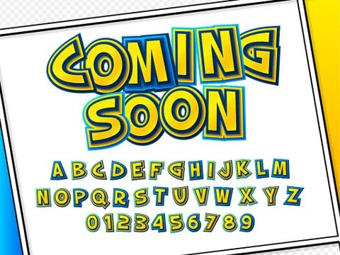 Comic font. Cartoonish alphabet on comic book page Stock Illustration