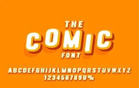 Comic font set collection, letters and numbers symbol. Vector Stock Illustration