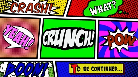 Comic frame bada crunch kaboom splash Stock Footage 109602545