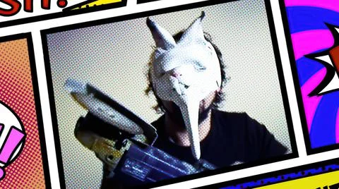 Comic frame Maniac chainsaw running 스톡 일러스트