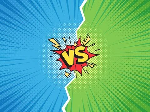 Comic frame VS. Versus duel battle or team challenge confrontation cartoon .. Stock Illustration