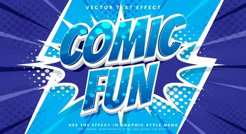 Comic Fun 3D Cartoon Style editable text effect Illustrazione stock