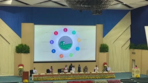 Comic function of the government of India in Vigyan Bhawan. A Conference Venu Stock Footage 199280073