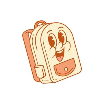Comic funky schoolbag back to school cartoon character isometric vector ill.. Stock Illustration