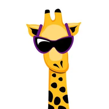 Comic giraffe face with sunglasses Stock Illustration