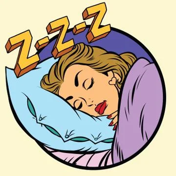 Comic girl sleeping in bed Stock Illustration