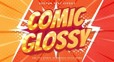 Comic Glossy 3D Cartoon Style editable text Stock Illustration