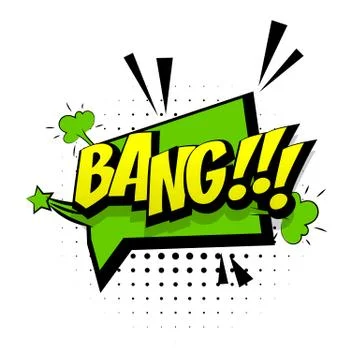Comic green sound effects pop art word bang Stock Illustration