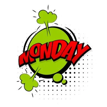 Comic green sound effects pop art monday week Stock Illustration