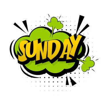 Comic green sound effects pop art Sunday week end Stock Illustration