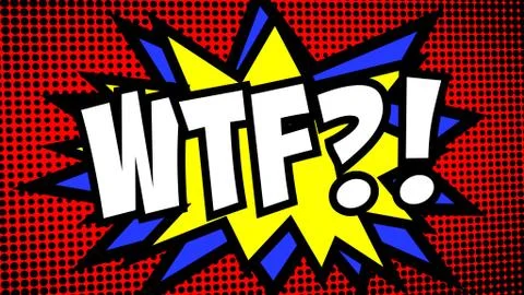 Comic halftone star spikes wtf question mark Stock Illustration