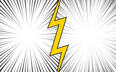 Comic halftone style with zoom versus lines in background design. Stock Illustration