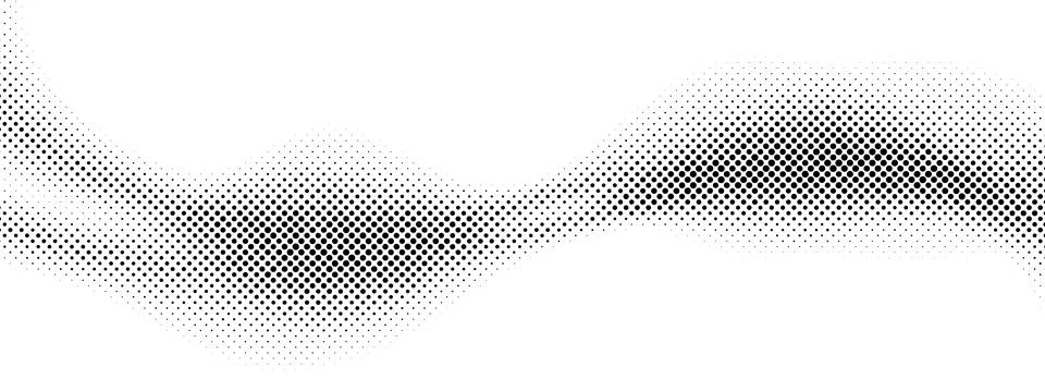 Comic halftone wave background. Dotted curved flow wallpaper. Abstract textured Stock Illustration