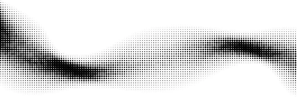 Comic halftone wave background. Dotted curved flow wallpaper. Abstract fluid Stock Illustration