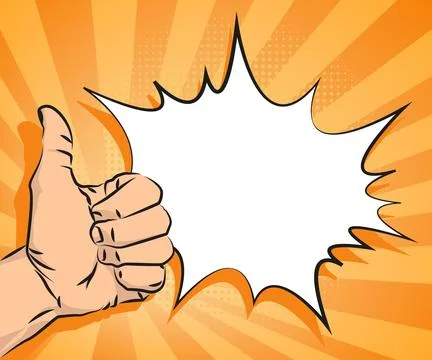 Comic hand Like with bubble in pop-art style Stock Illustration