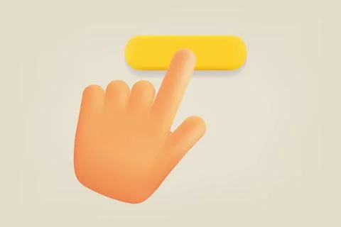 Comic hand pressing button. 3d vector illustration Stock Illustration