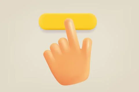 Comic hand pressing button. 3d vector illustration Illustrazione stock