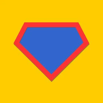 Comic hero icon, symbol shield. Isolated vector on yellow background Illustrazione stock