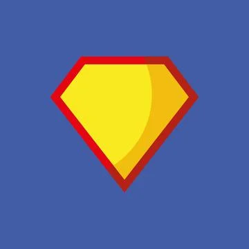 Comic hero icon, symbol shield. Isolated vector on blue background . Stock Illustration