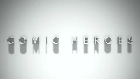 Comic heroes 3D title animation white text on a white background Video stock 299757513