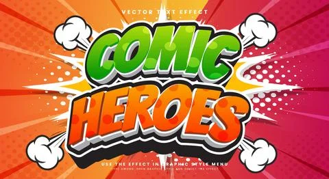 Comic Heroes editable text effect Template Stock Illustration