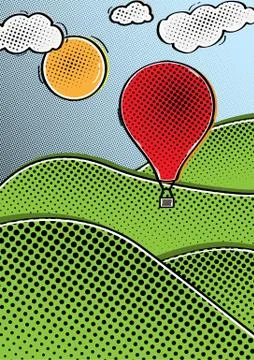 Comic hot air balloon Stock Illustration